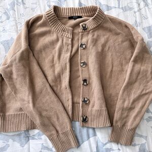 Quince Tan Button-Up Cardigan